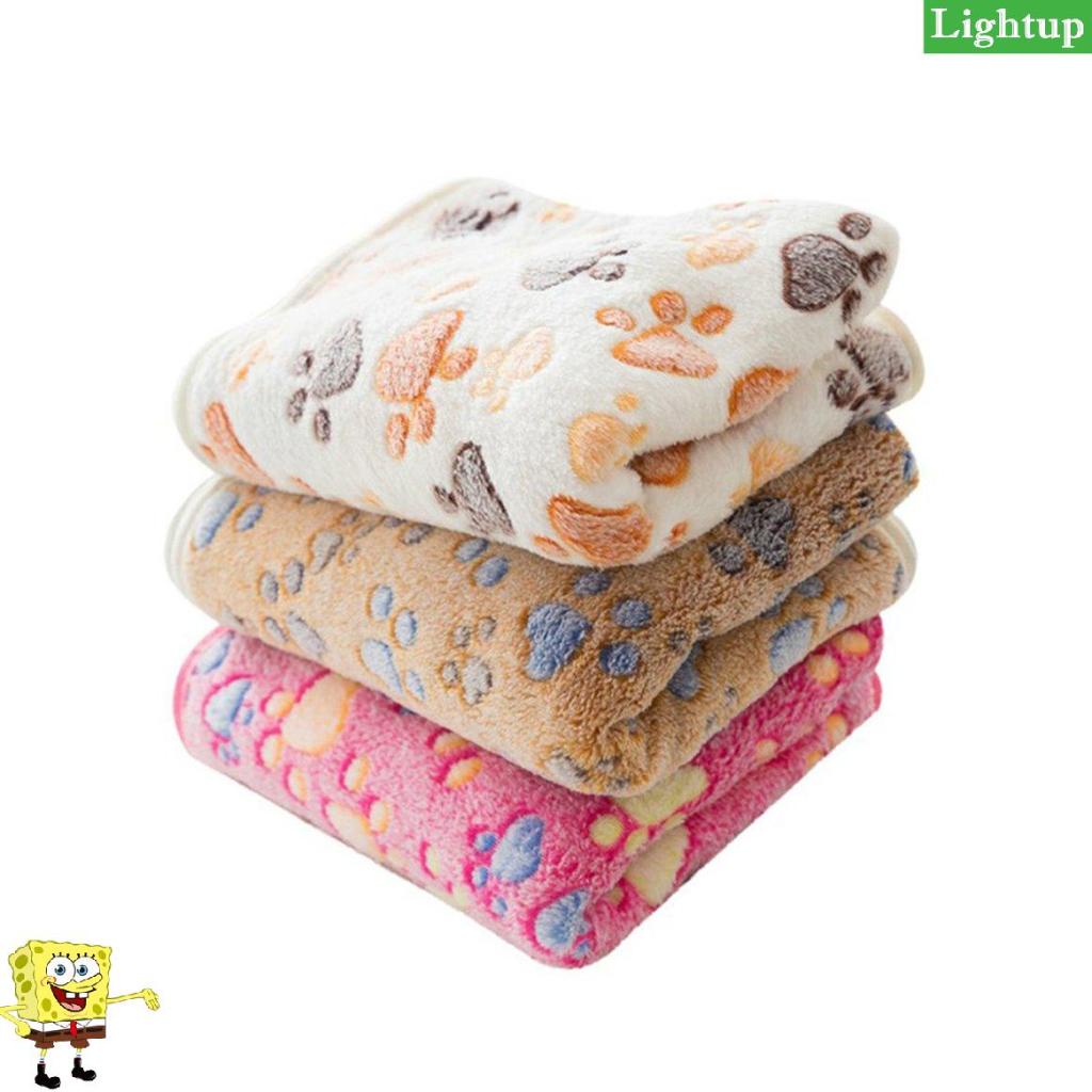 Thảm trải giường cho chó mềm San hô lông cừu Bàn chân in chăn thú cưng ấm áp Chăn ngủ