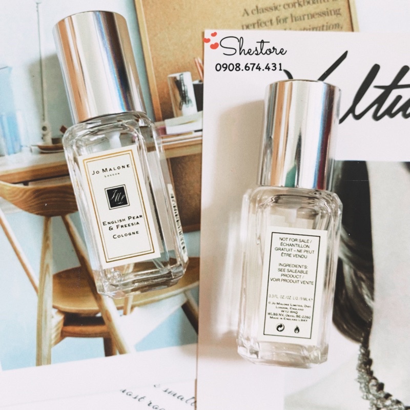 NƯỚC HOA JO MALONE WOOD SAGE & SEA SALT, PEONY & BLUSH SUEDE, ENGLISH PEAR & FREESIA 9ML DẠNG XỊT NOBOX