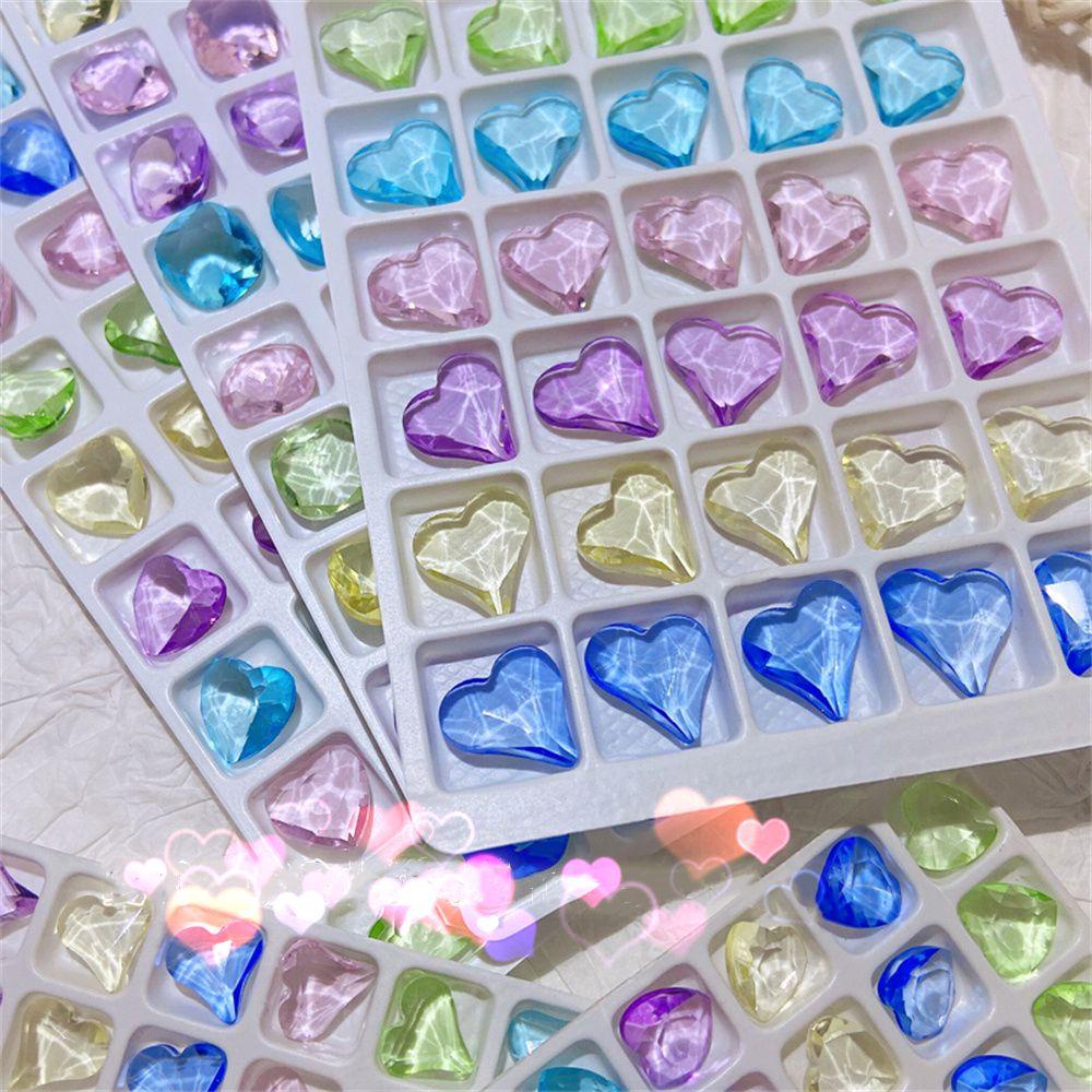 Bộ 10 Móng Tay Heceh|Mặt Dây Chuyền Hình Trái Tim 3D|Bộ Dụng Cụ Làm Móng Nghệ Thuật