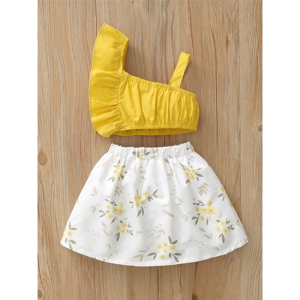 Set đồ mùa hè Mikrdoo 2 mảnh gồm áo ngắn trễ vai + chân váy hoa đáng yêu cho bé gái 1-6 tuổi