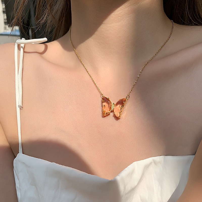 Vòng cổ mặt hình bướm trong suốt thời trang cho nữ