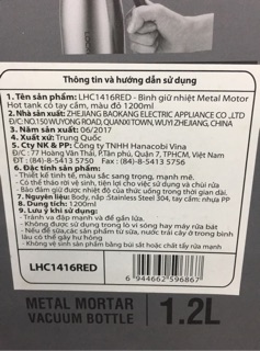 BÌNH NƯỚC GIỮ NHIỆT LOCK & LOCK 1200ml