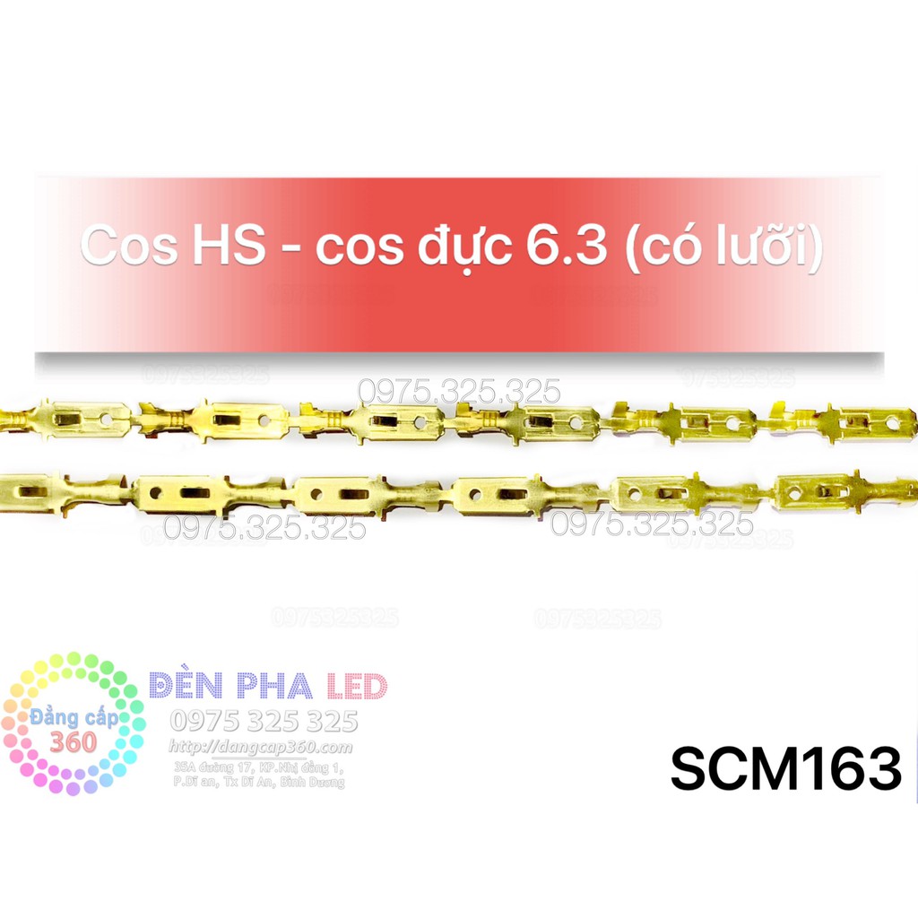 100 đầu cos ĐỰC HS 6.3 có lưỡi - cầu cốt đồng HS 6,3 chất lượng cao - cos đực có ngạnh - thường dùng hONDA YAMAHA HL