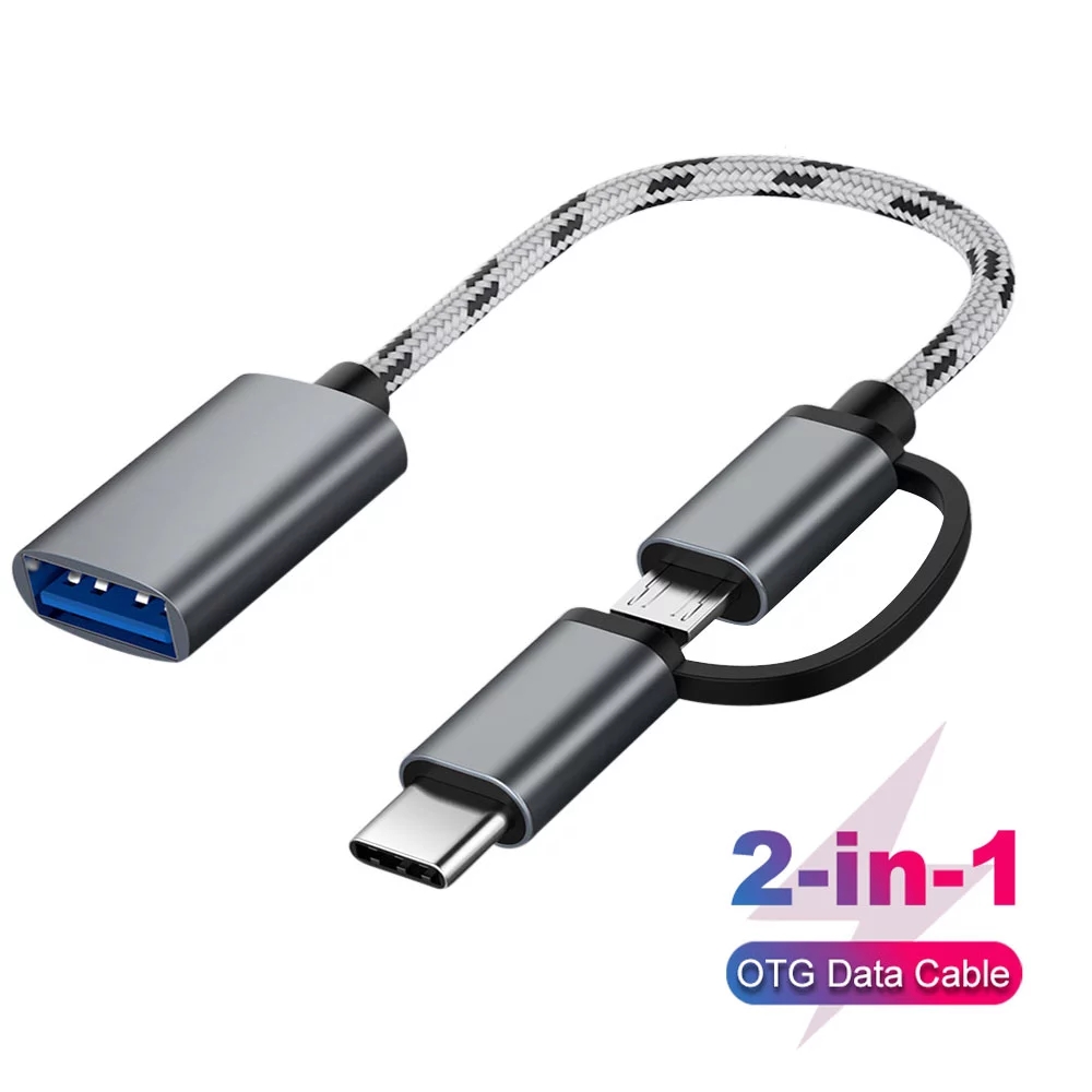 Cáp chuyển đổi 2 trong 1 USB 3.0 OTG sang micro USB type C