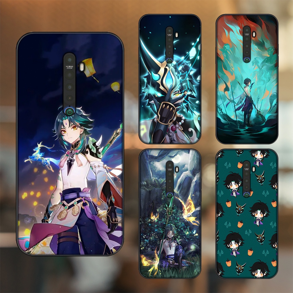 Ốp lưng Oppo Reno 2 viền đen in hình Xiao Genshin Impact