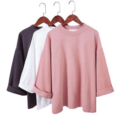 Oversized Long Sleeve Fashion Plain T-Shirt
