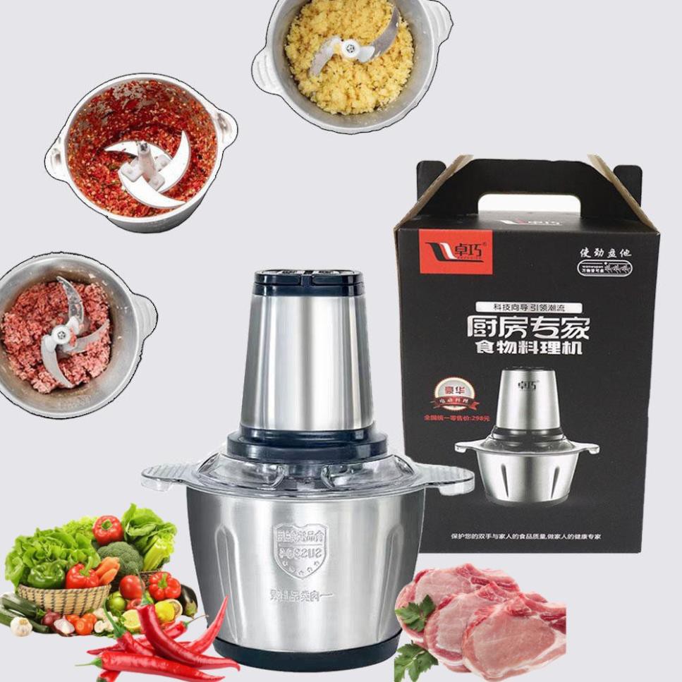 Máy Xay Thịt Cối Inox 304 4 Lưỡi Đa Năng Công suất 250w Xay Thực Phẩm Siêu Khỏe