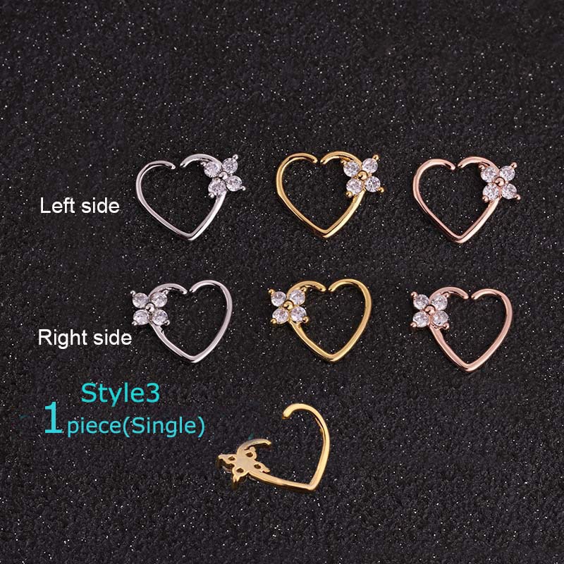 Khuyên xỏ tai bằng đồng đính Zircon hình trái tim thời trang cho nữ