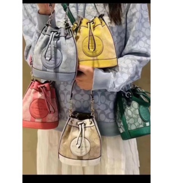 Túi Coach bucket rút miệng mini - nhiều màu sale xả