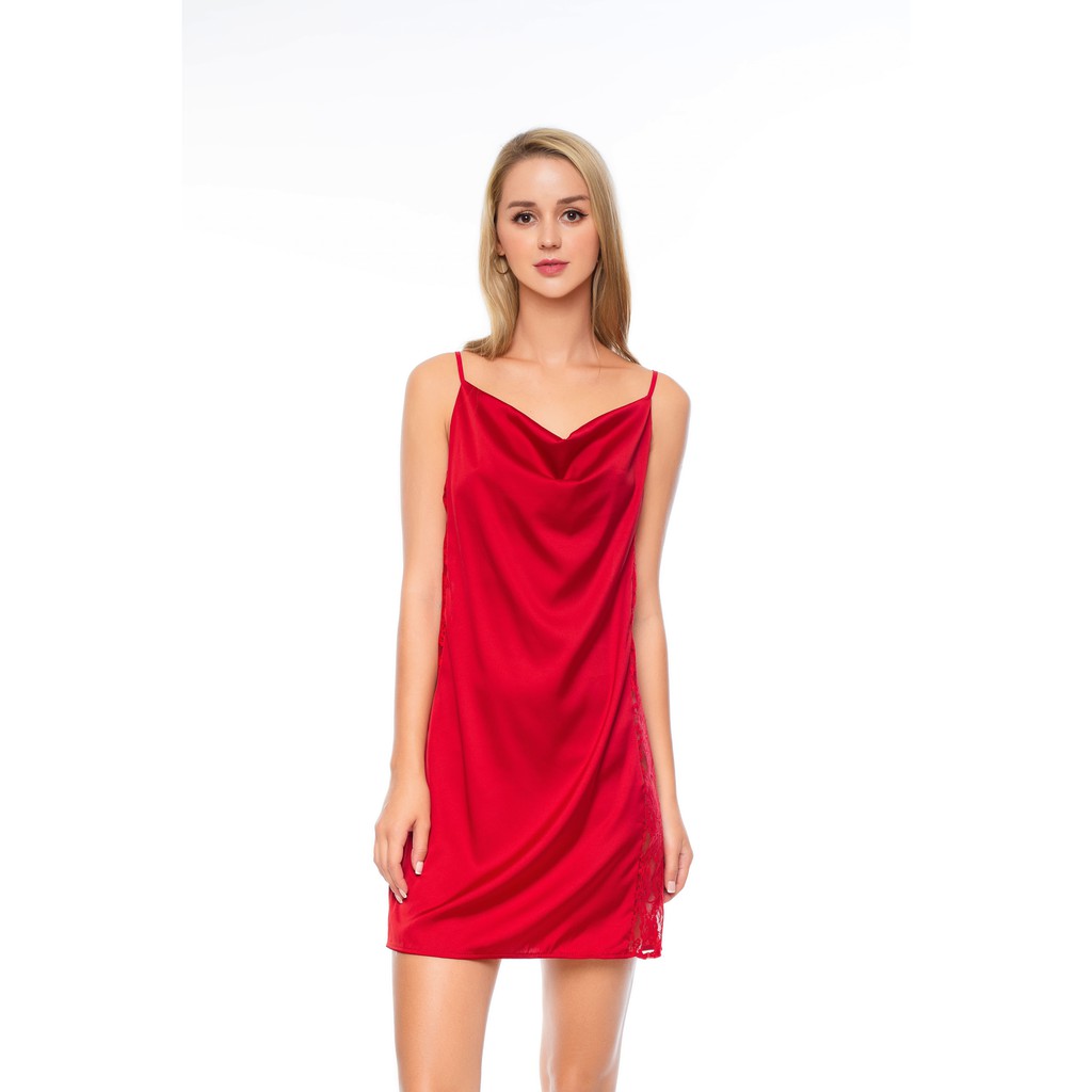 DREAMY VS09-70 Váy Ngủ Lụa Cao Cấp Hai Dây Cổ Đổ Cuốn Hút