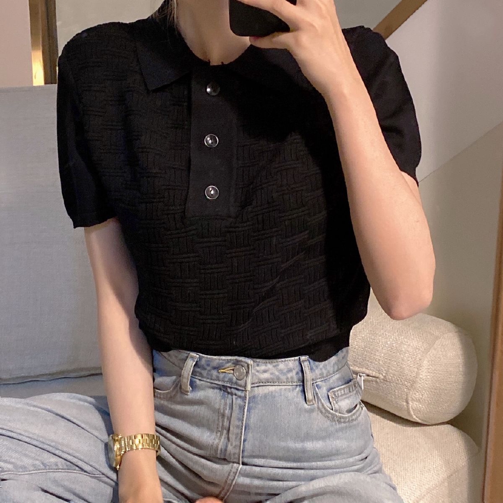 Áo Sweater Cổ Polo Ngắn Tay Thời Trang Dành Cho Nữ 172498 | BigBuy360 - bigbuy360.vn