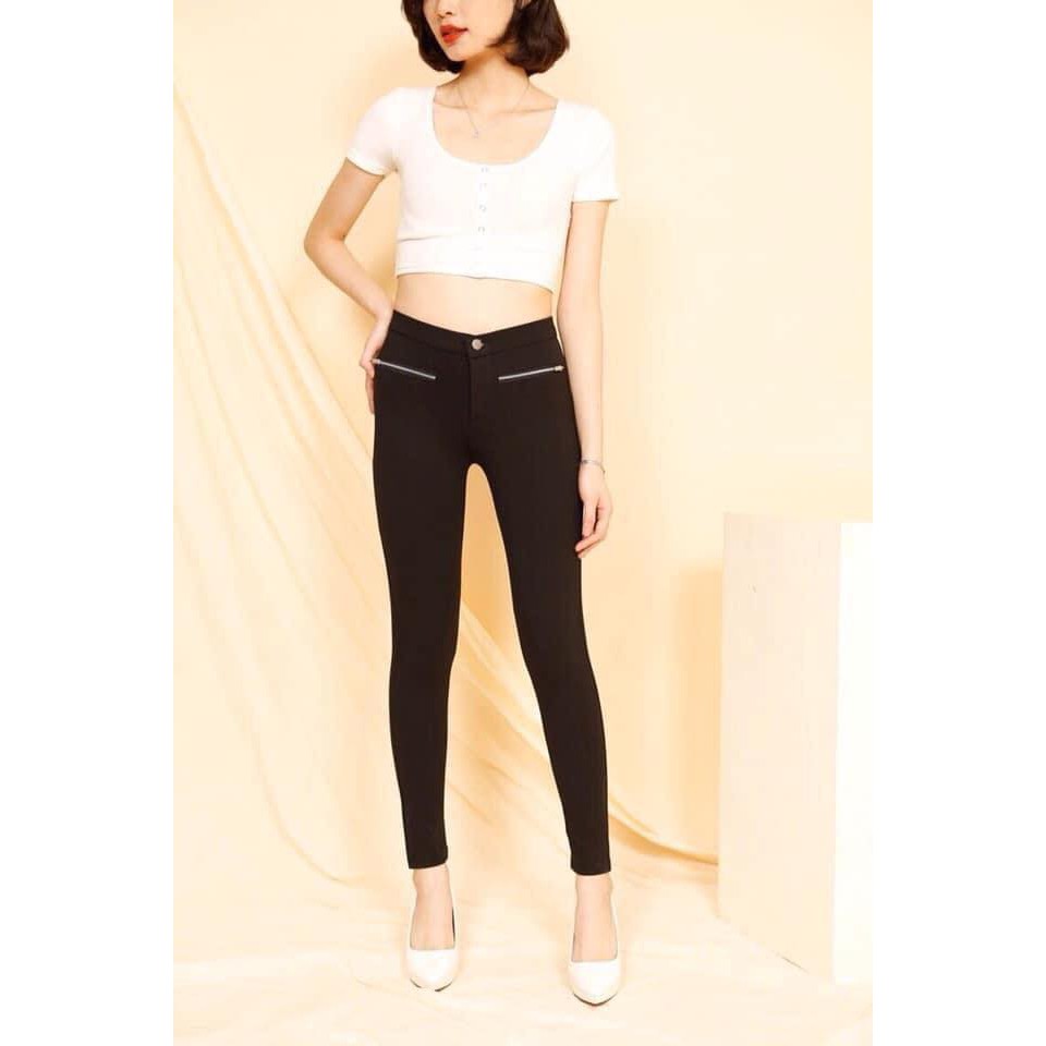 Quần jeans ôm tregging túi giả dây kéo