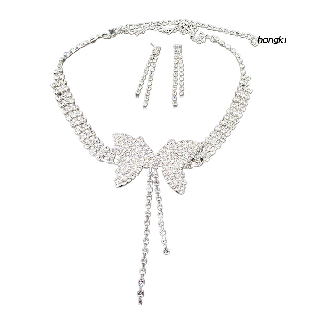 Bộ vòng cổ + Bông Tai Hình Bướm Đính Đá Thời Trang Cho Nữ