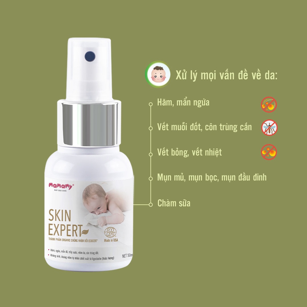 [Mã LT50 giảm 50k đơn 250k] Combo 2 chai Xịt Skin Expert Mamamy Ngừa Hăm, Kháng Khuẩn An Toàn Cho Bé 50ml