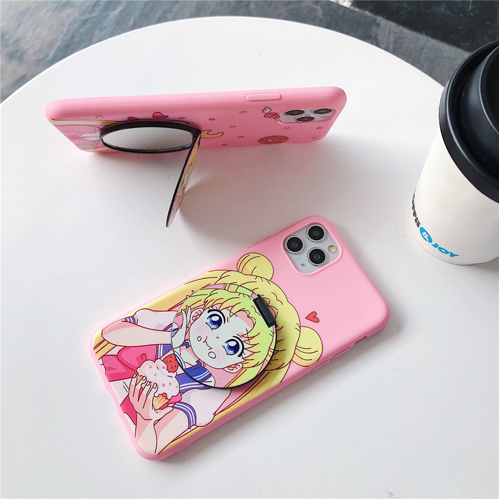 iPhone 12 Mini 11 Pro Max X XR XS Max 8 7 6 6S Plus SE 2020 Sailor Moon Mobile Phone Soft Case with The Same Sailor Moon Mirror