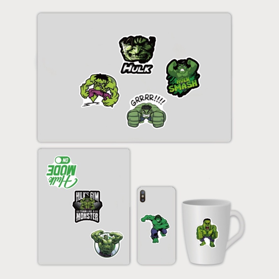 DISNEY Bộ 50/25/10 Miếng Dán Trang Trí Bình Nước/Ván Trượt/Laptop Họa Tiết Avengers Hulk Độc Đáo