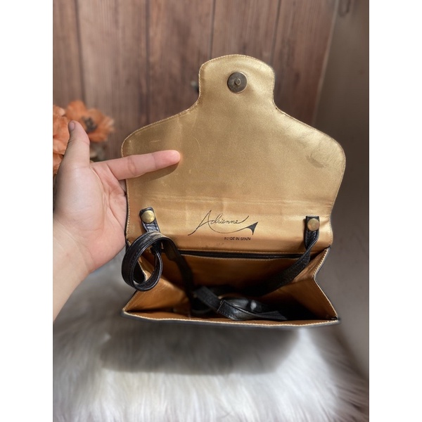 Túi đeo chéo da thật form hộp hàng nhật Aclrienne