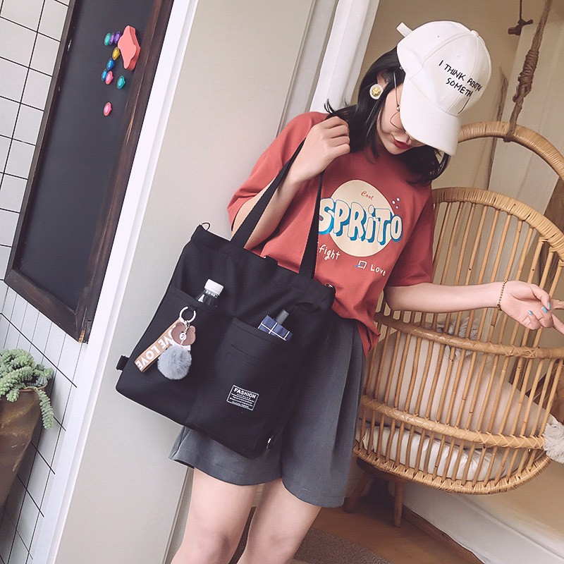 Túi xách kiêm balo vải canvas nữ thời trang Hàn Quốc có thể đeo chéo phù hợp đi học đi chơi,dạo phố | BigBuy360 - bigbuy360.vn