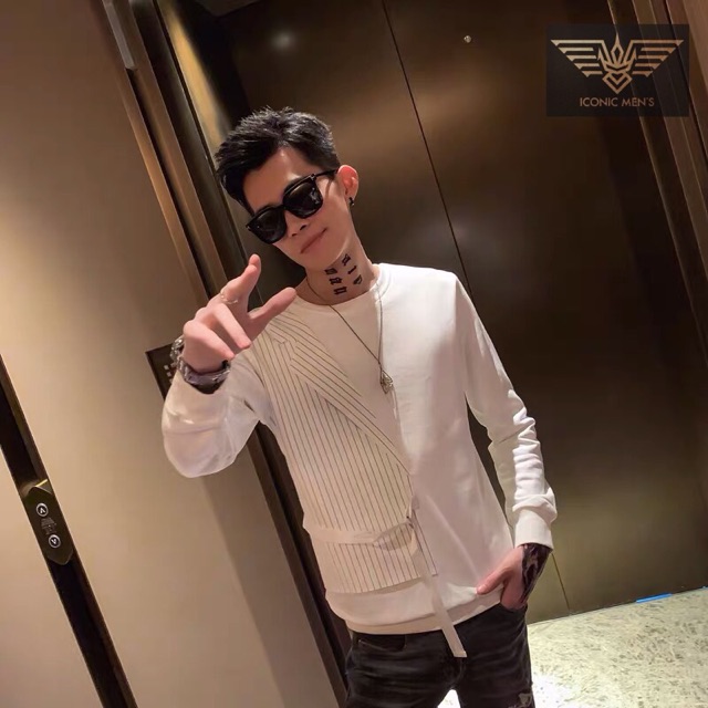 Áo thun nỉ mix nửa thân vét