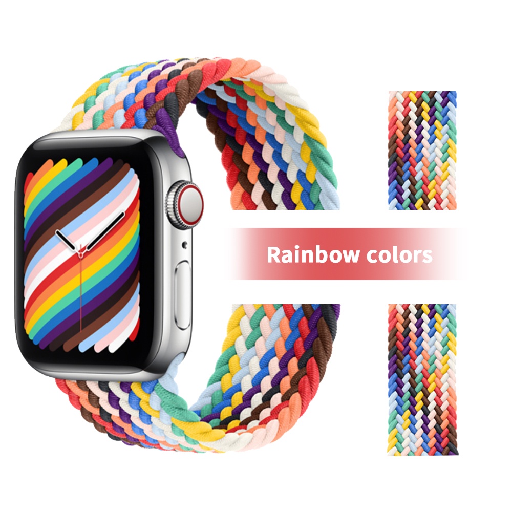 Dây Đeo Đồng Hồ Dạng Dây Bện Co Giãn Thể Thao Cho Apple Watch 7 6 SE 5 4 3 2 1 45 44 42 4140 38mm
