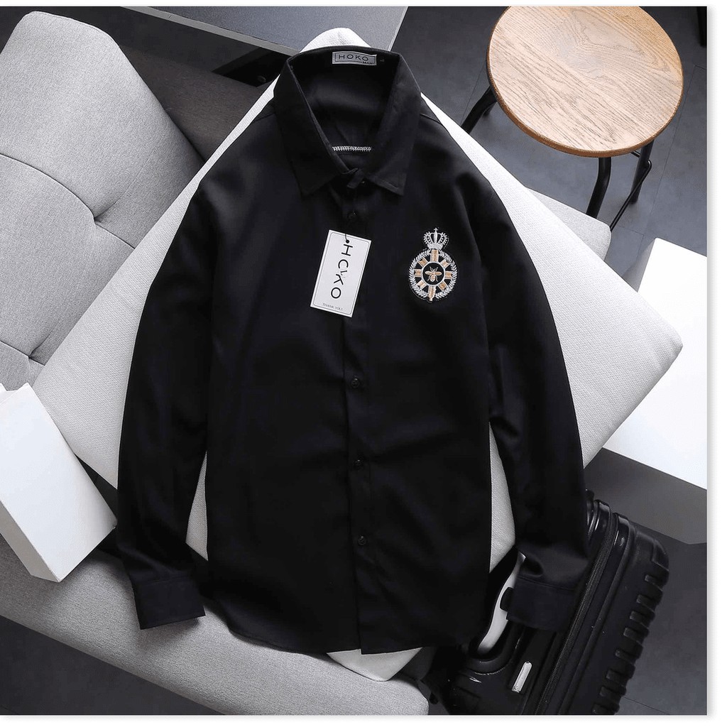Áo sơ mi nam tay dài in thêu cực chất , siêu phong cách cho anh em KHANH AN FASHION