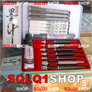 Hộp bút vẽ tham mưu Artline thước chỉ huy kỹ thuật QS sqlq1shop