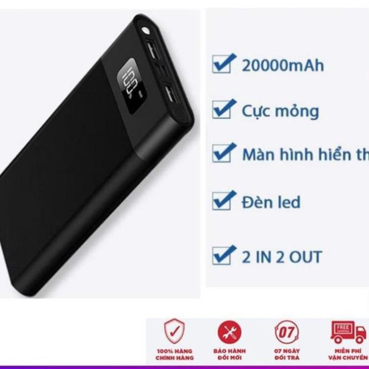 Pin sạc dự phòng - Cục sạc dự phòng Cao Cấp 20000mAh YM-1O1-  Sạc được nhiều lần có đèn led- 2 cổng sạc