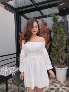 váy trắng trễ vai tiểu thư