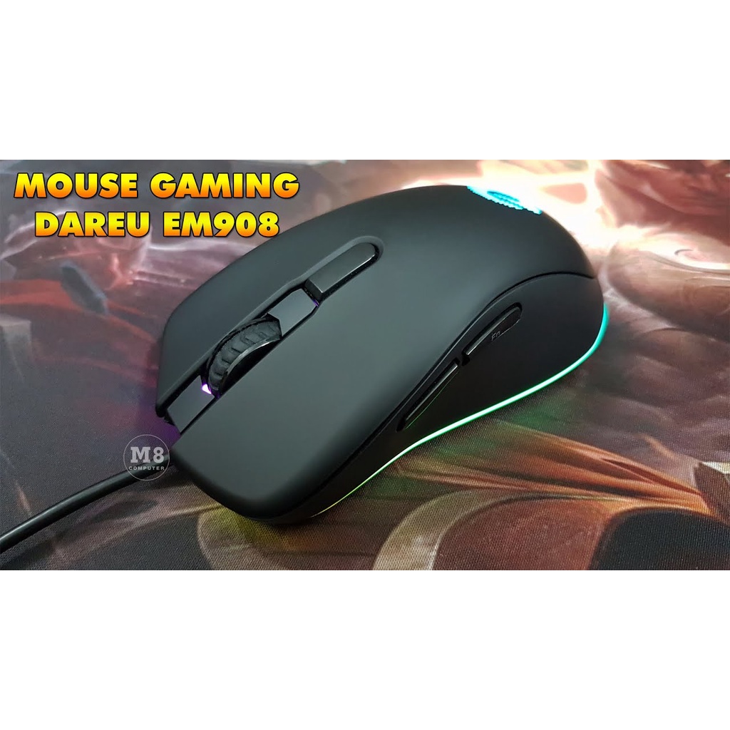 Chuột Gaming DAREU EM908 RGB chuyên dụng chơi game, 3 màu Đen/Trắng/Hồng