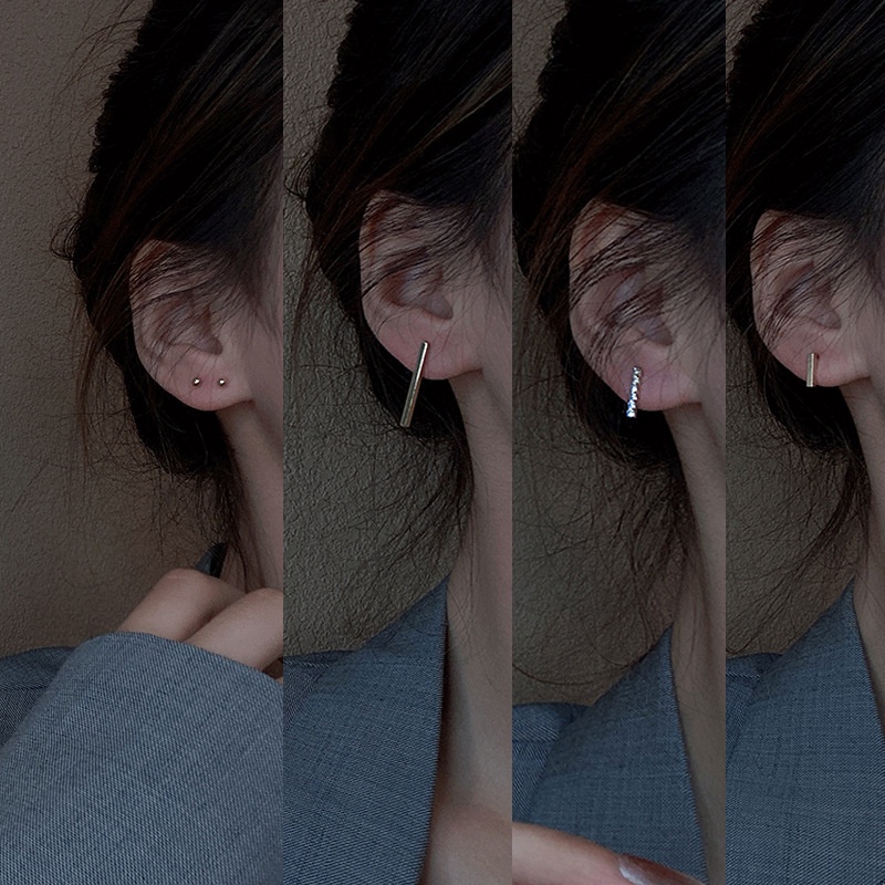 Khuyên Tai Bộ Set 6 Khuyên Tai Tròn Màu Vàng/Bạc Thời Trang Cho Nữ