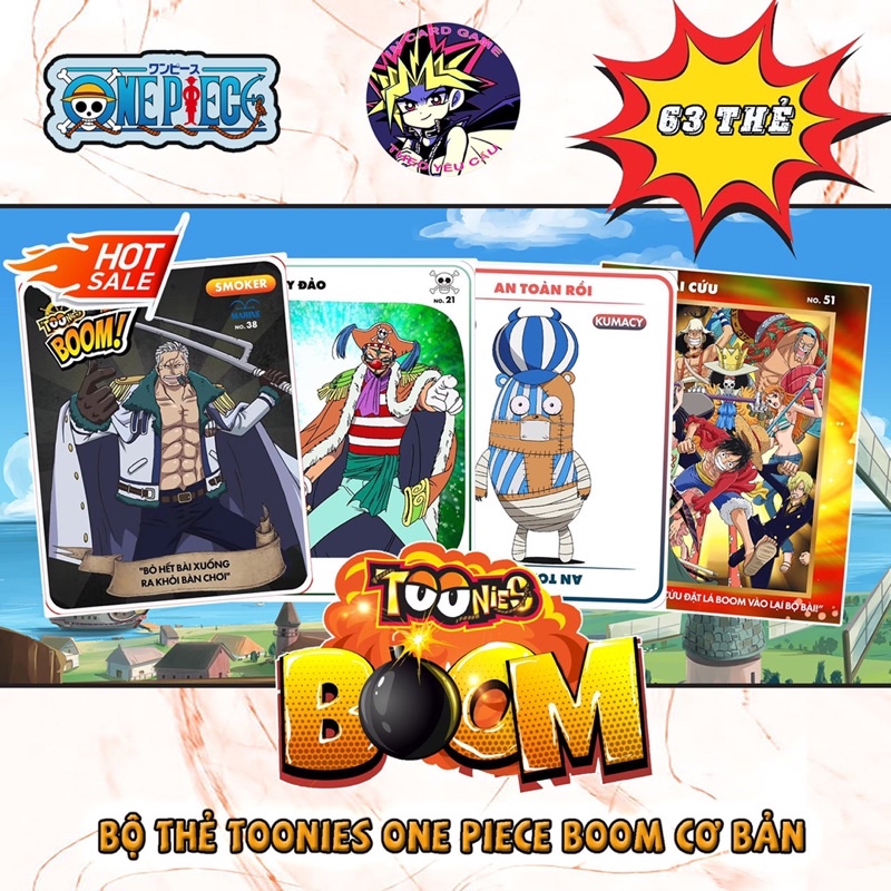 Bộ Thẻ Bài Toonies One Piece Boom Cơ Bản 63 Thẻ .