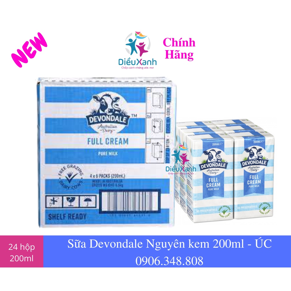 Thùng 24 Hộp Sữa DEVONDALE Sữa Tươi Nguyên Kem 200ML - Sữa Úc Nhập Khẩu