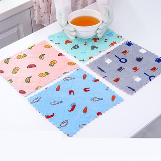 Khăn lau đa năng nhà bếp cao cấp 2 mặt họa tiêt siêu thấm nước siêu mềm mại 25x25cm