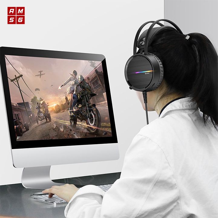 Tai nghe chụp tai máy tính GAMING HOCO W100 / HK100 Đèn LED đổi màu, mic đàm thoại- BẢO HÀNH CHÍNH HÃNG