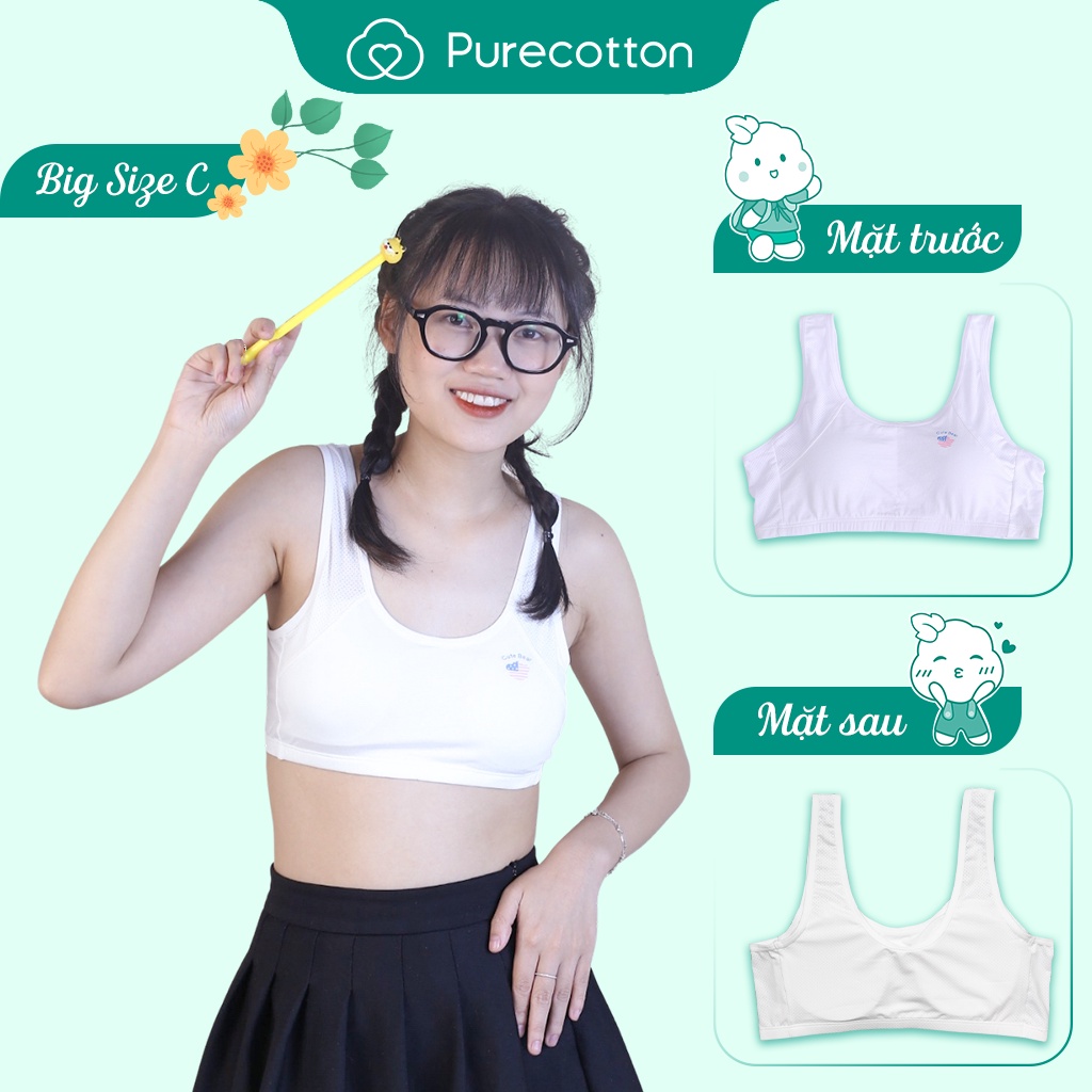 [Mã BMLT35] Áo lót học sinh Purecotton cho bé gái mới lớn chất liệu cotton cao cấp kiểu dáng chui đầu có đệm mỏng PC009