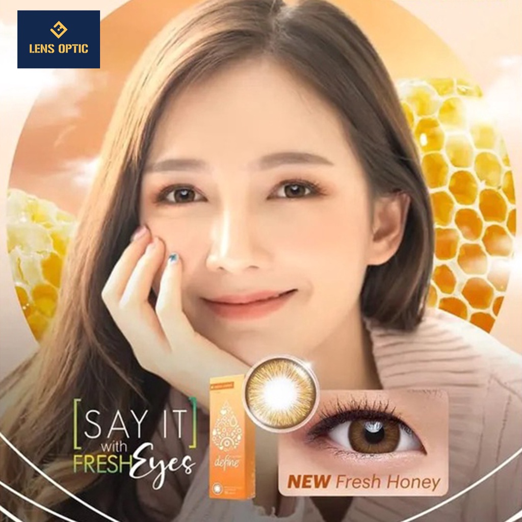 Kính áp tròng 1 ngày ACUVUE Define Fresh Honey màu nâu tây có độ cho mắt cận - Lens Optic