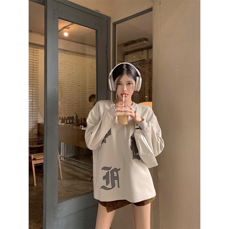 Áo Nỉ Nữ Dài Tay Cổ Tròn Thời Trang Hàn Mới