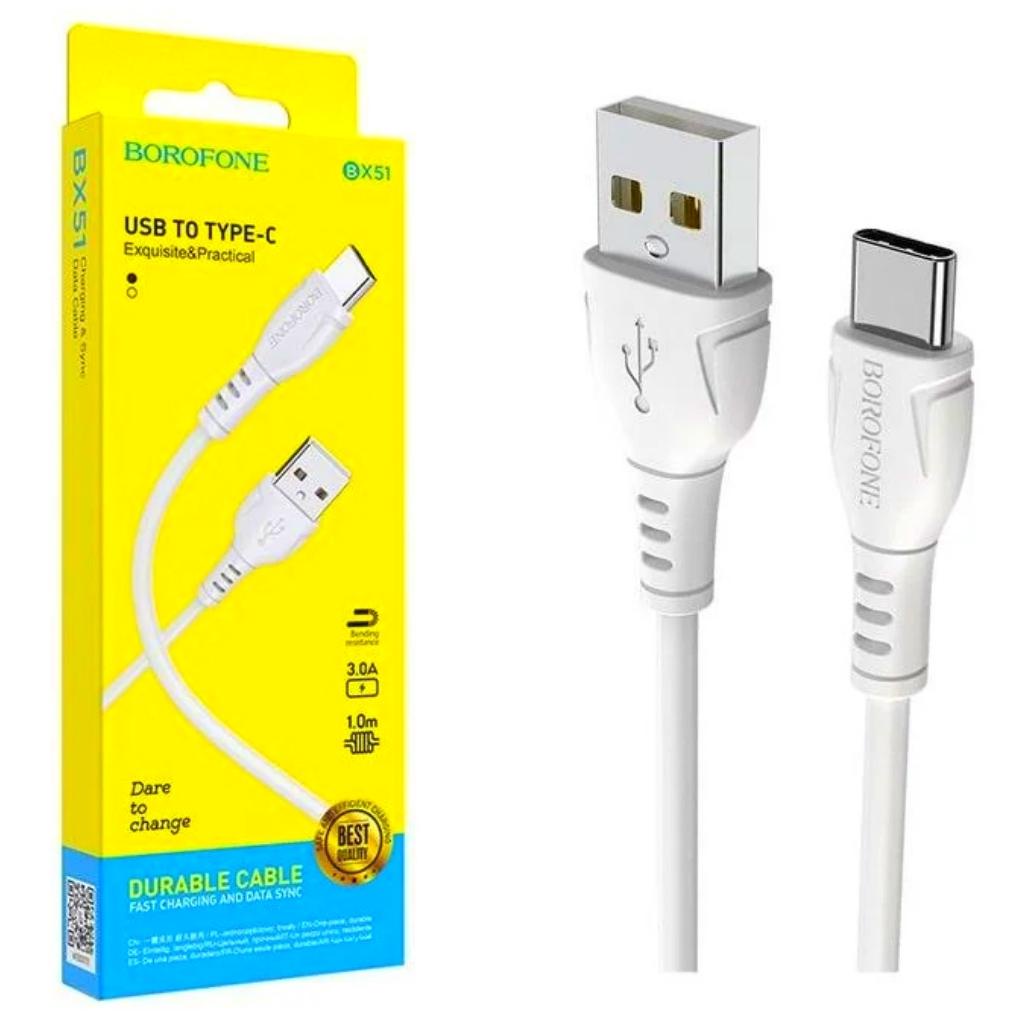 Dây sạc type c, Cáp sạc type c Borofone BX51 sạc nhanh 3A cho điện thoại androi, samsung, oppo, xiaomi..