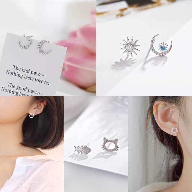 [TRANG SỨC BẠC] Khuyên tai bạc kiểu dáng Hàn Quốc