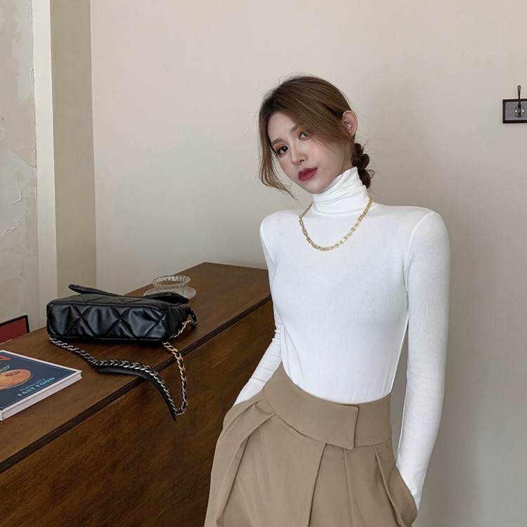 Cocory vn Áo thun dài tay co giãn thời trang dễ phối cho mùa đông