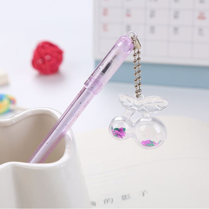 Bút Gel Nước Mực Đen Quả Cherry Nhiều Màu H14