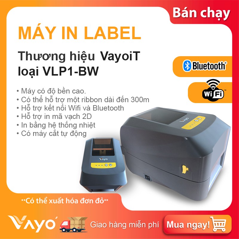 Máy in tem nhãn Vlabel thương hiệu Vayo (wifi+bluetooth)