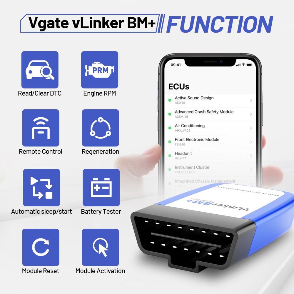 Thiết Bị Chẩn Đoán Lỗi Xe Hơi Vgate vLinker BM+ ELM327 V2.2 Bluetooth 4.0 wifi Cho BMW Scan OBD 2 OBD2 ELM 327 ODB2