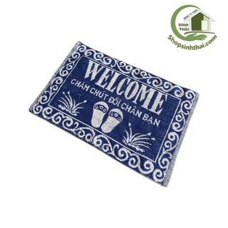 Thảm khăn lau chùi chân vải dày mềm xù bông sợi siêu thấm, dùng làm khăn lau nước dưới sàn nhà 40x 60cm - màu xanh dương