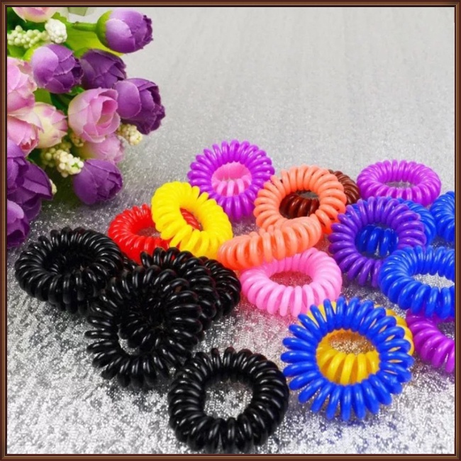 Set 100 Dây Cột Tóc Dạng Xoắn Ốc Màu Sắc Kẹo Ngọt Chống Thấm Nước