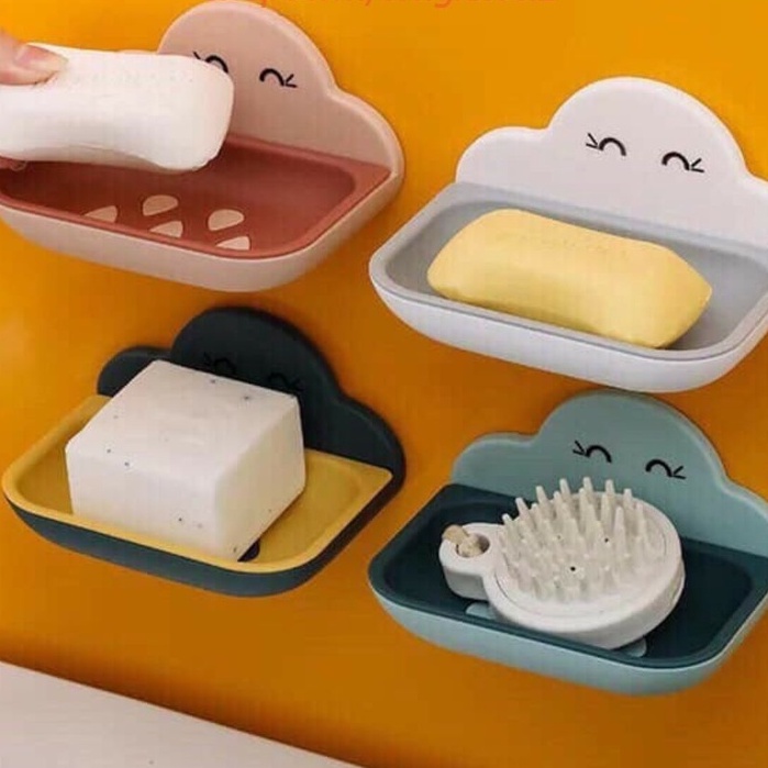 Kệ - Hộp, giá đựng xà phòng - xà bông treo, dán tường phòng tắm nhà bếp bồn rửa bát hình đám mây cute đa năng tiện ích