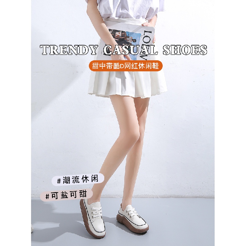 Giày Trắng Đế Dày Buộc Dây Thoải Mái Thời Trang Mùa Thu 2022 Mới Cho Nữ