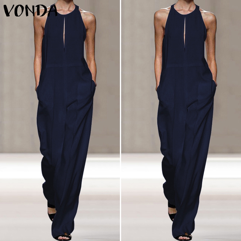 Bộ Áo Liền Quầnvonda Không Tay Dáng Rộng Màu Trơn Thời Trang Mùa Hè Cho Phụ Nữ | BigBuy360 - bigbuy360.vn