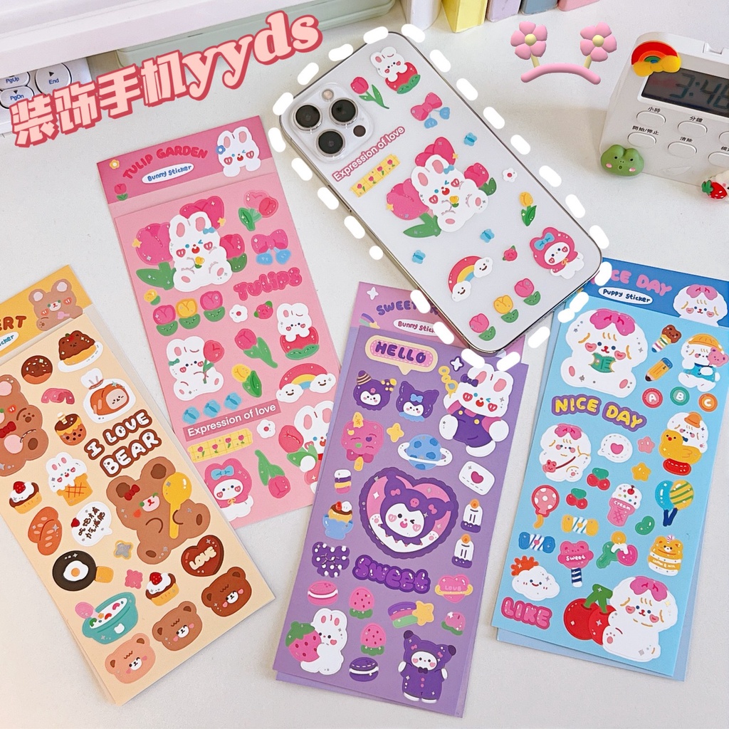 Sticker Dán Trang Trí Cốc / laptop Họa Tiết Hoạt Hình Milkjoy Siêu Dễ Thương DIY