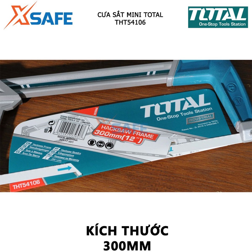 Khung cưa sắt TOTAL THT54106 Cưa cắt sắt cầm tay kích thước 300mm, dùng cưa, cắt các loại gỗ, sắt, nhôm - [XSAFE]